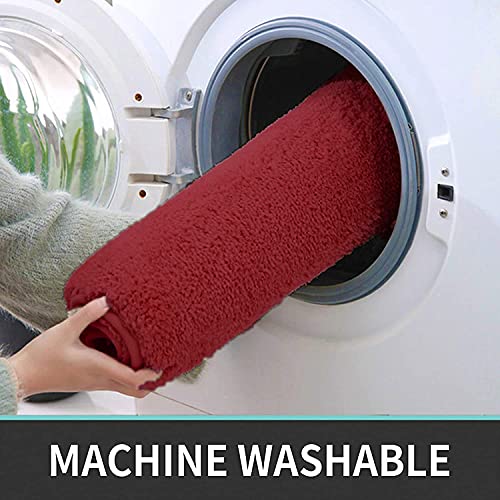 Image of Flooring India Co Newman Bath Mat 2500 GSM Super Soft Microfiber Anti Skid Slip Water Absorbent Bathroom Mats for Bedroom, Home, Door (60x90 cm, Maroon)