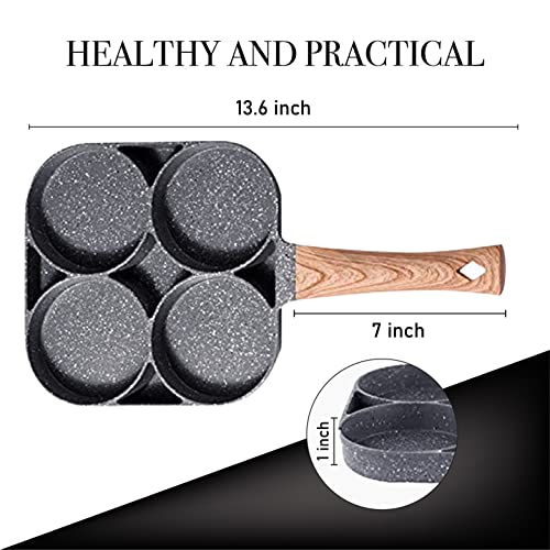 Jack And Leo Four Hole Egg Frying Pan- Non Stick, Easy To Clean Breakfast Pan #TOP1