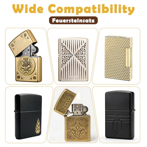 Feuerzeug Mit Zubehör Set - 400x Feuerstein, Dochte, Watte, Dichtungen & Filz - Universal Ersatz Flint Für Den Meisten Feuerzeugen, Wartungskit & Ersatzteile Für Zippo Feuersteine Und Zubehör