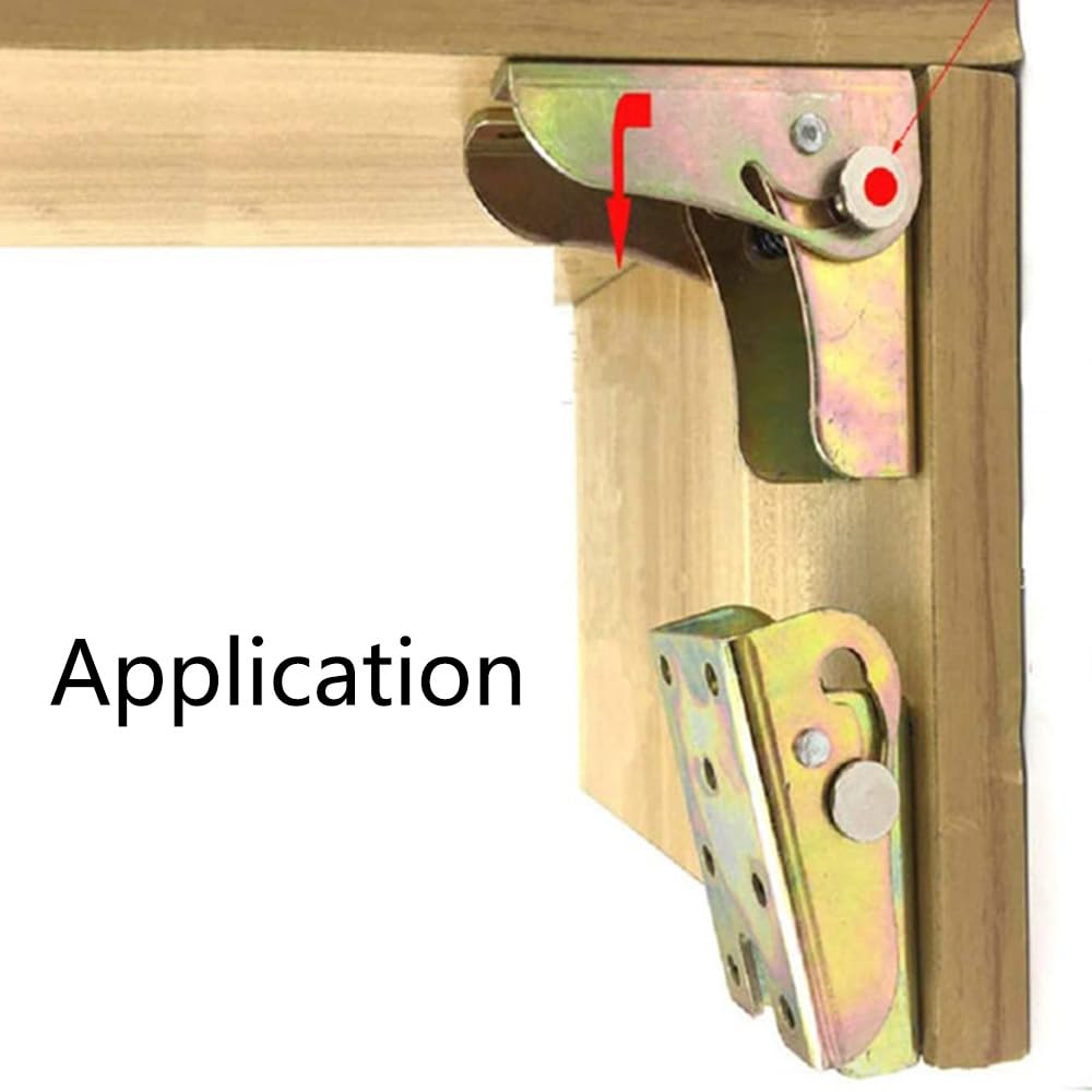 4-Pack 90° Self-Locking Folding Hinge – Heavy Duty Self-Lock Leg Bracket For Foldable Tables, Workbenches, Shelves (Style B)