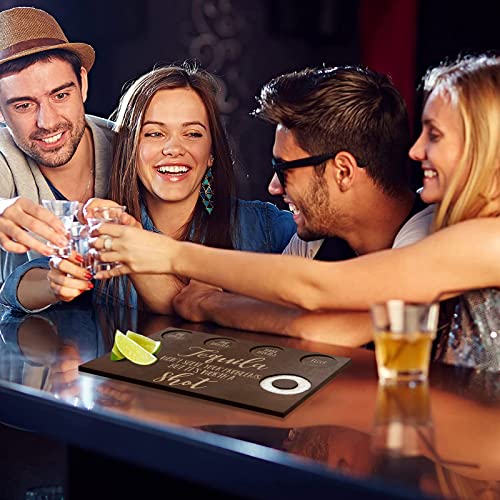 Tábua de tiro de tequila e suporte de vidro, bandeja de barra de madeira com borda de sal - para beb