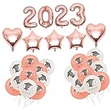 Zerodeko 1 Satz Abschlussballons Roségold Roségold Sterne Herzen Folienballons für Abschlussfeier Innen und Außenbereich Graduierung