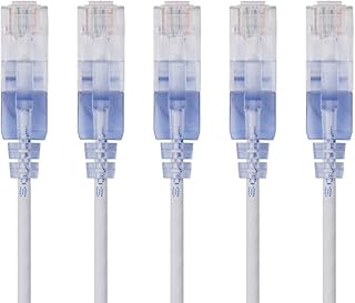 Monoprice Cat6A Ethernet Patchkabel - 3 fot - Vit | Nätverkssladd - RJ45, 550 Mhz, UTP, Pure Bare koppartråd, 10G, 30AWG, 5-pack - SlimRun Series - Amazon Deal & Rabatt