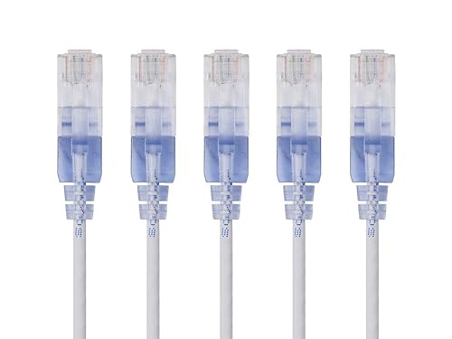 Vista 185 de Monoprice SlimRun Cat6A - Cable de conexión de red Ethernet, Blanco