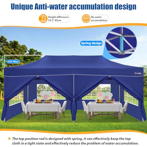 Image of Hoteel 10x20 Heavy Duty Pop Up Canopy Tent with 6 Sidewalls, Dark Blue