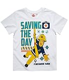Jersey sencillo Sam el bombero Chicos Camiseta Manga Corta - Blanco - 128