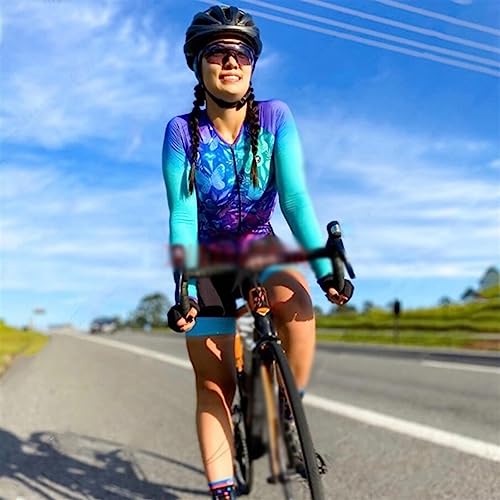Camisola feminina de ciclismo, macacão de ciclismo de manga comprida para triatlo, macacão de ciclis