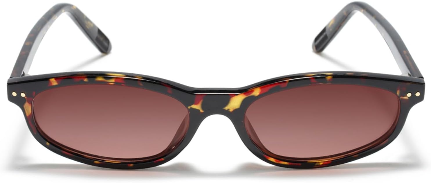 TIJN Small Rectangle Polarized Sunglasses for Women & Men – Cat Eye Retro Slim Square UV400 Shades for Driving & Daily Wear