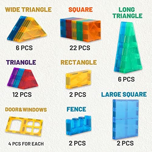 Magnetic Building Blocks, 60 PCS Kids Magnetic Tiles Set - Building Construction Educational Magnet Toys Gift for Boys And Girls Age 3 4 5 6 7 Year old