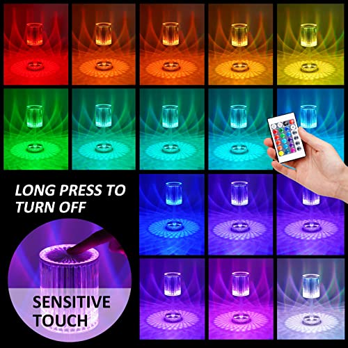 Nusogon Crystal Lamp,16 Rgb Color Changing Touch Remote Control Lamp,Usb Rechargeable Diamond Table Lamp For Bedroom Living Room,Modern Nightstand Lamp,Party Dinner Decor Lights.(16Colors Rgb) #TOP1