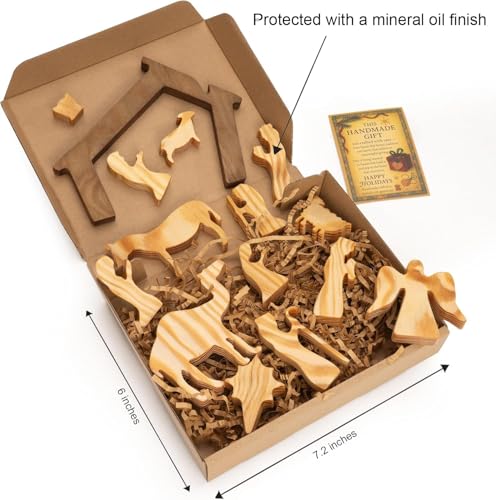 image for RUSATEN Wooden Nativity Set – Nativity Sets & Figures | Xmas Nativit