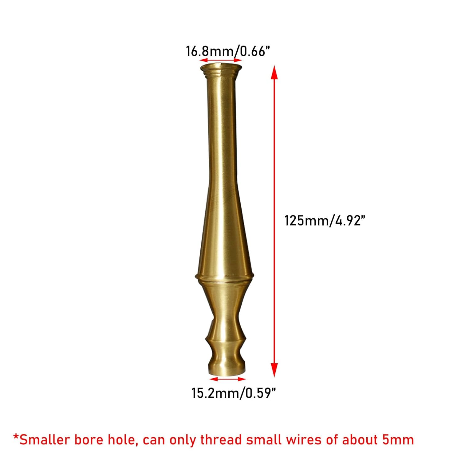 4.9" Length Brass Decorative Pole Both Ends M10 Threaded Ports Fixing Lamp Arm for French Bohemian Table/Floor Lamp Hardware Light Kit