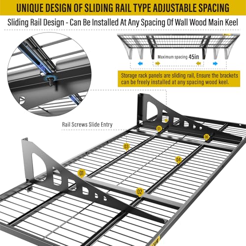 Brukid 1.64x4ft Adjustable Rail Wall Garage Storage Shelf, for Tool Room, Storage Room, Store Supermarket Wall Storage Shelving Rack (1 Pack-Black) by Brukid - Image 3