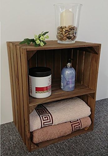 Large Wooden Crate Apple Box Storage Display Unit with Shelf Vintage Style