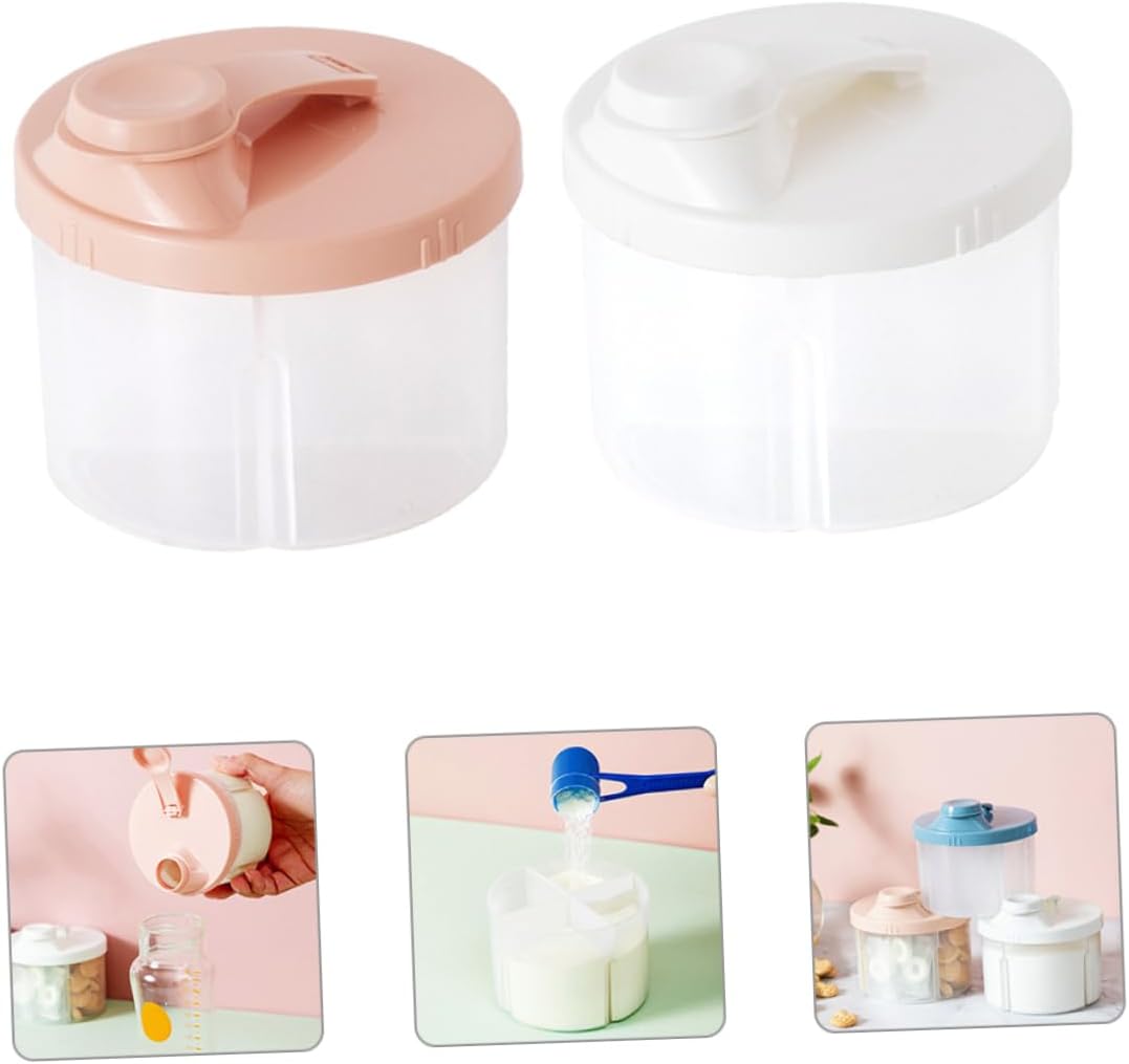 TOYANDONA 2pcs Rotating Formula Container Portable Milk Powder Dispenser for Convenient Travel Storage with Design White Pink
