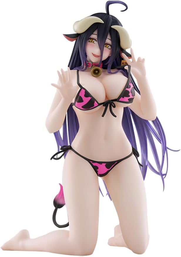 Albedo Figure Cow-Print Swimsuit Ver. Kneeling Model Anime Albedo Action Figure Statues Cute Desktop Decoration Figurine 13cm