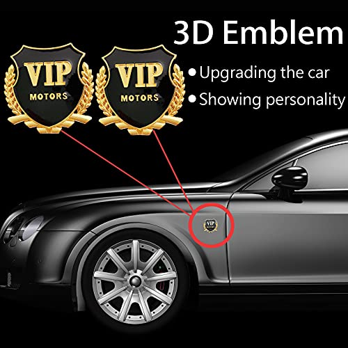 2Pcs 3D Premium Metal Vip Car Emblem,Side Fender Rear Window Adhesive Emblem Badge Decals Fit For Sedan Suv Pickup Truck Decoration Accessories(Sliver) #TOP1