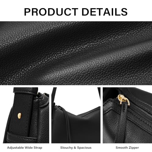 Image of CLUCI Shoulder Bag for Women, Black Purses and Handbag, Soft Hobo Bag