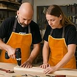 CROWNSHOP Tool Aprons Work Apron 62.5X88cm Leather Welding Work Aprons Heat and Flame Resistant with 3 pockets Woodworking Fireproof Canvas Apron Heavy Duty Workshop Aprons for Welders and Blacksmiths - Image 3