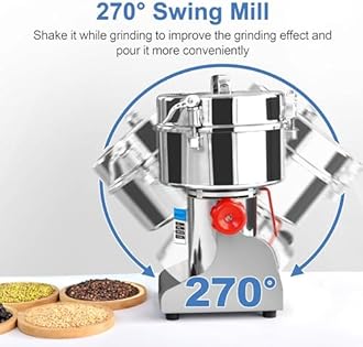 Greatrue Grain Mill Grinder Electric, 2000g Stainless Steel Grain Grinder for Dry Corn Coffee Wheat Pepper Food Seeds Flour Bean