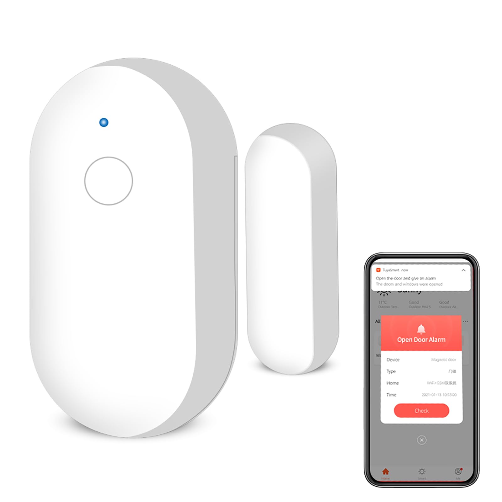 Amazon.com: Tuya 應用程式WiFi 門窗感應器警報器,家庭辦公室