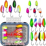 Paradox Fishing Forellen Spoon Box Set 18 Spoons mit Box und Snaps 1,5g/2,5g/3,5g Forellenköder Forellenteig Forellen Spoons - Spoons Forelle