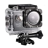 Yosoo Health Gear Cámara de acción Deportiva, videocámara DV submarina Impermeable de 30 m, videocámara HD DV de ángulo de 90 Grados con Kit de Accesorios de Montaje(Negro)