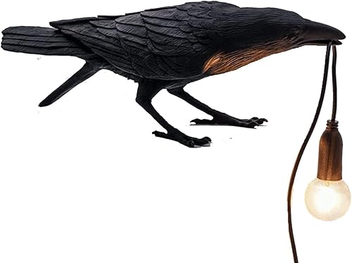 Miniatura 1 de Varfuead Raven - Lámpara de escritorio, lámpara de cuervo Art Deco, lámpara de pájaro, luz LED de resina con enchufe para dormitorio, oficina, sala