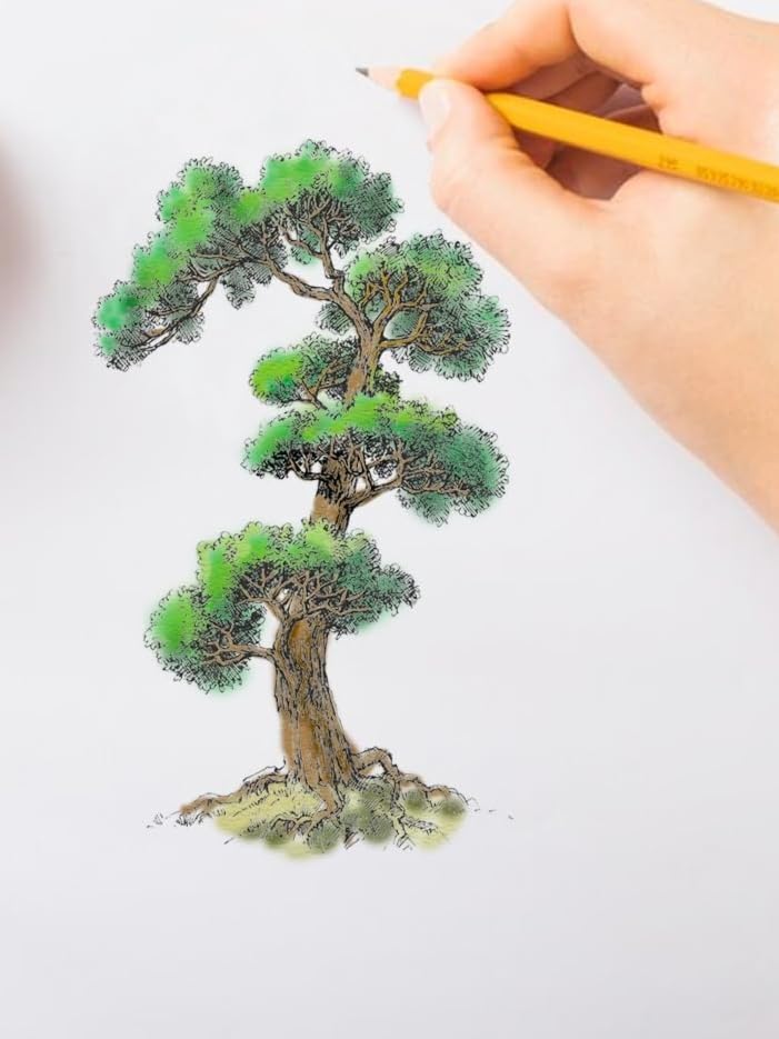 Tree Background Clear Stamps for Card Making, Forest Tree Rubber Stamps Trees Leaves Transparent Stamp Seal for Crafting DIY Scrapbooking Photo Album Decorations