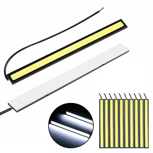 AIMALL 10X 12V Waterproof White DRL LED Strip Lights Bars Camping Caravan Boat Car COB, 6.7 Inch Bars - High Luminance, Energy Efficient