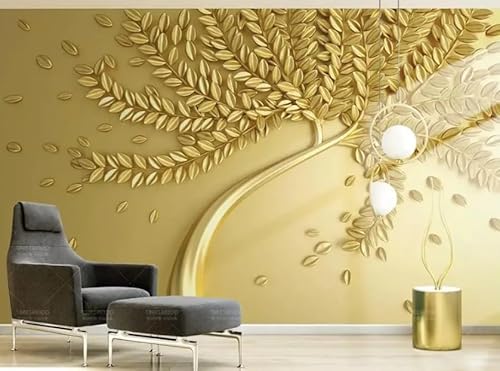 XDOUBAO Fondo de pantalla 3d Golden One Tree Fondo de pared Sala de estar Hotel Fondo de pantalla 3d Fondo de pantalla,3D,150x105cm