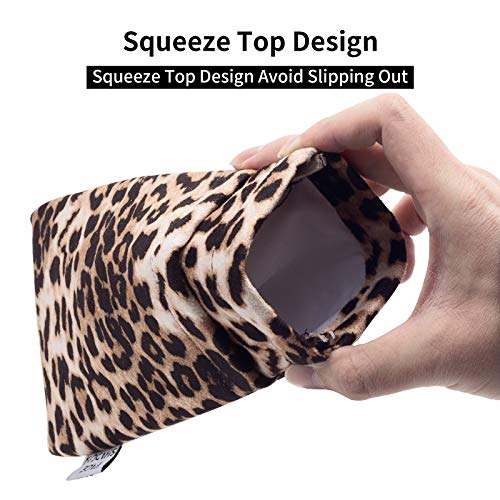 Face Shadow Large Double Eyeglasses Case Squeeze Top Soft Glasses Pouch Microfiber Cell Phone Purse For Women #TOP2