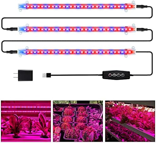 GYTF LED Grow Light Strips for Indoor Plants, 90-Bulb Red Blue Spectrum Dimmable Plant Growing Lamp for Greenhouse, Gardening Seedlings, 4/8/12 Timer, Daisy-Chain Designed
