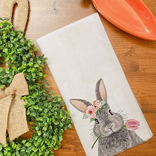 Arkeny Easter Kitchen Towels For Easter Decor Beige Bunny Dish Towels 18X26 Inch Ultra Absorbent Bar Drying Cloth Black Rabbit Hand Towel For Kitchen Bathroom Party Easter Decorations Set Of 2 #TOP3