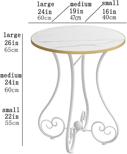 Miniatura 3 de Mesa de Centro Small Round Coffee Table for Living Room European-Style Side Table with Metal e Modern and Simple Sofa End Table for Balcony Small