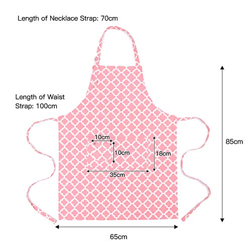 Lessmo Kitchen Cooking Aprons With 3 Pockets For Men Women - Cotton Adjustable Professional Grade Chef Apron For Kitchen, Bbq & Grill (Pink) #TOP3
