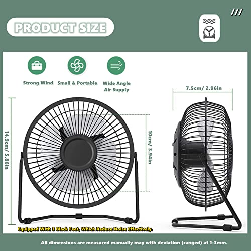 Chchmu USB Fan 4 Inch Mini USB Desk Table Fan Personal Portable Desktop Cooling Fan Powered by USB PC Netbook for Camping Home Office Outdoor Travel, Strong Wind, Blue
