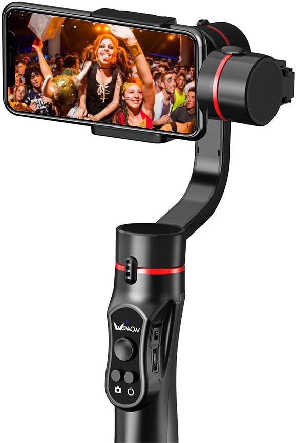 3-Axis Handheld Gimbal Stabilizer for Smartphone up to 200g and 6 inches i.e. iPhone X, Samsung Galaxy, Huawei Mate Wireless Control Vertical Shooting Panorama Mode by Wewow A5