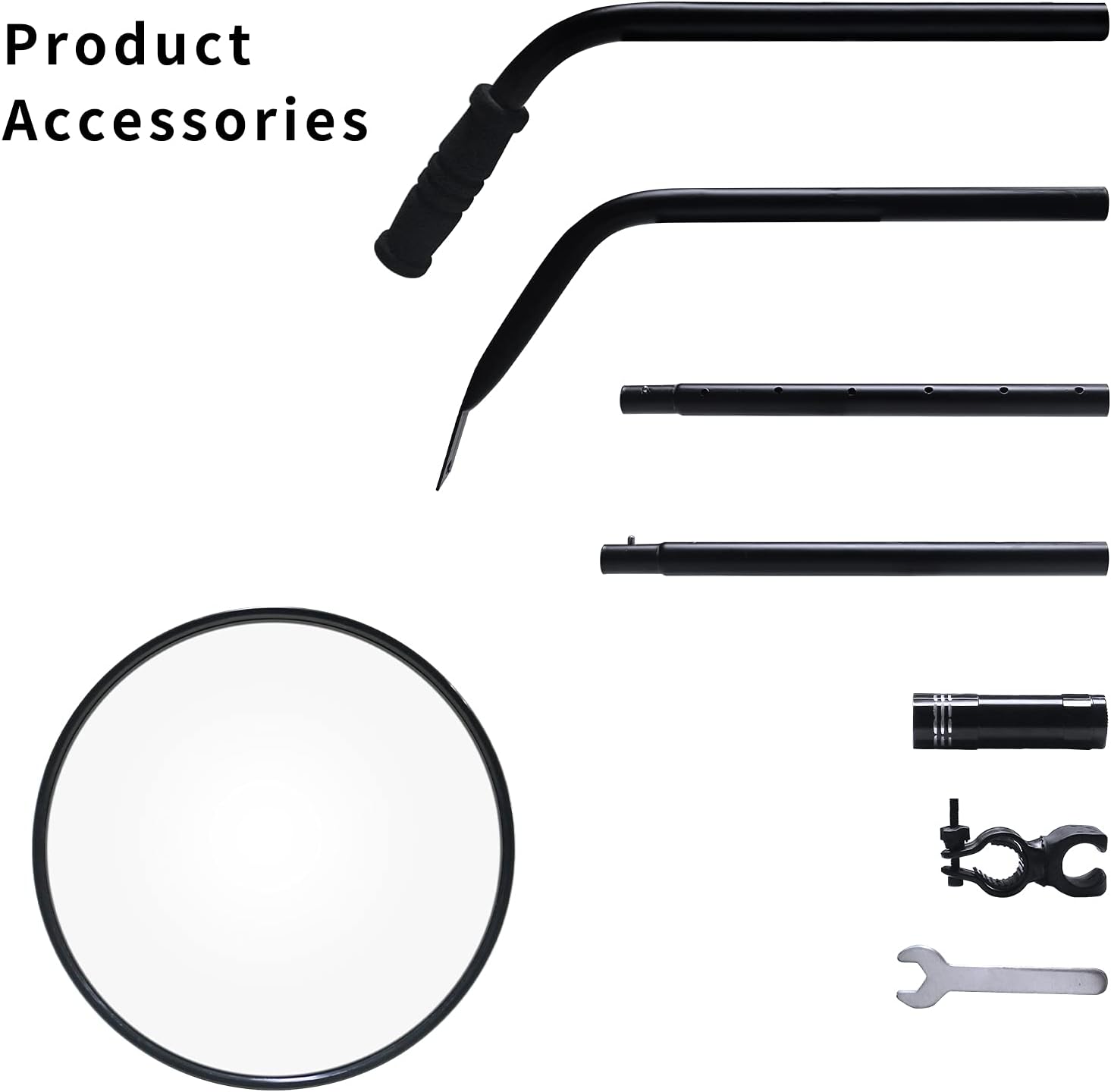 Under Vehicle Inspection Mirror,12 Inch Convex Search Mirror with Adjustable Telescoping Handle and Mirror Angle for Security Check Under Cars, Trucks, Equipments, Over Shelves and Corners