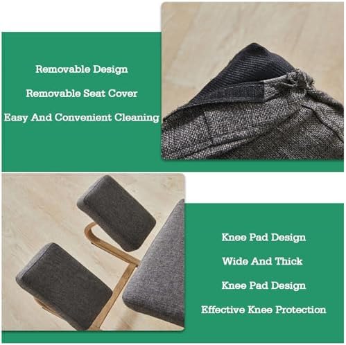 Ergonomic Kneeling Chair for Better Posture - Resilient Foam Cushion, Sturdy Iron Frame, Ideal for Home & Office Use, Cotton & Linen Fabric (Model 2)