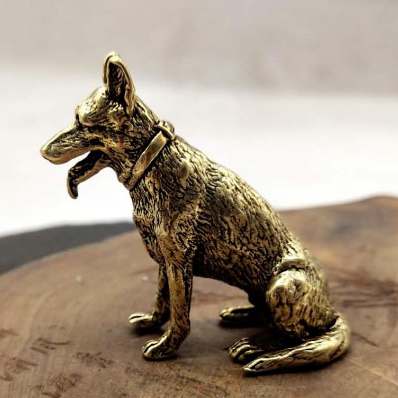 2pcs Decoración Perro de Latón Estatuas Metálicas miniatura 3