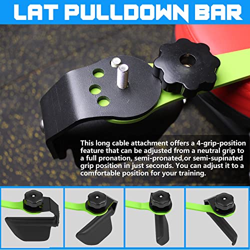 Image of Adjustable Lat Pull down Bar, Cable Machine Attachments for Gym, Home Gym Fitness T-bar Row Pulldown Attachments, Lat Pull Down Machine Wide Grip Neutral Grip Handle