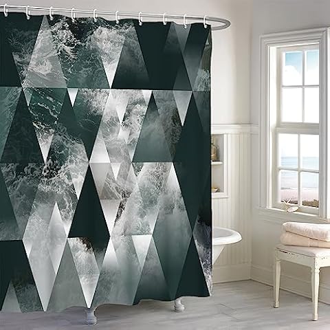 MIRRORANG Geometric Pattern Shower Curtain Set Cover