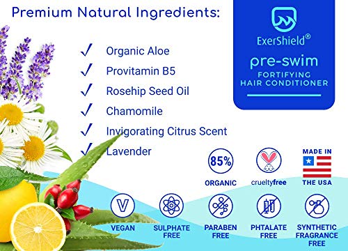 Exershield Swimmers Conditioner - After Swim Chlorine Conditioner For Swimmers – Chlorine Odor, Bromine & Salt Water Removal Swim Conditioner For Color Treated Hair – Made In The Usa (8 Fl Oz) #TOP3