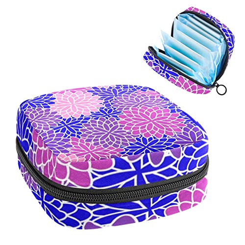 Women Sanitary Napkins Pads Handbag Ladies Menstrual Cup Pouch Girls Portable Tampon Storage Bag Flowers Period Pouch with Zipper