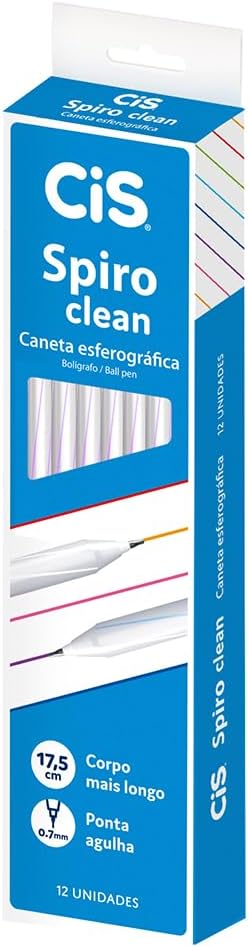 Caneta Esferográfica CIS Spiro Clean 0.7mm, Roxa, Caixa com 12 unidades