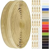 Cremallera interminable con cremallera, 3 mm, 5 mm, 9 m, nailon sin fin, por metros y cremallera de metal para ropa, bolso, estuche, ropa de cama, color crema (beige, #3)