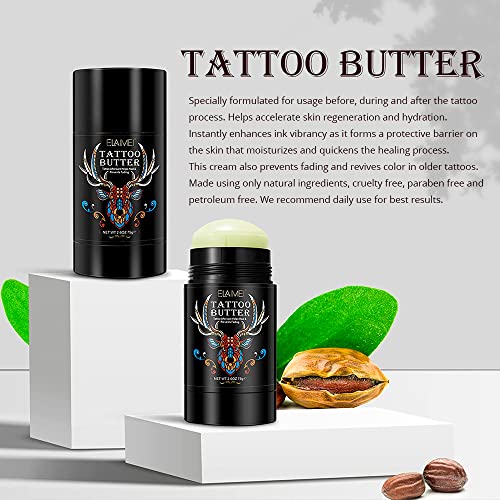 Tattoo Aftercare Butter Tattoo Balm Cream - Color Enhancement Revives Old Tattoos, Hydrates New Tattoos Cream, Natural + Petroleum Free, Daily Tattoo Lotion Moisturizer & Healing Brightener (2.6 Oz/75G) #TOP6