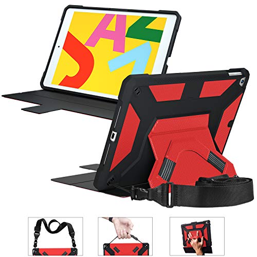 Miesherk iPad 7th Generation 10.2 Case with Pencil Holder Shoulder Strap Hand Strap,Smart