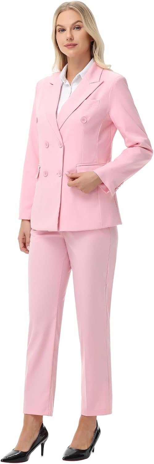 Pant Suits for Women Formal Pant Suits Double Breasted Blazer Sets Women 2 Piece Outfits